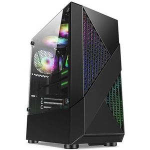 Mid-Tower ATX, M-ATX, ITX Computerbehuizing, Gehard Glazen Paneel, Verticale GPU-beugel Ondersteunt Waterkoeling(Black)