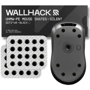 Wallhack UHMW-PE Dot Stil Mouse Skates | Premium Universele Skates voor Gamingmuizen | Ultraglad Glijden op Stoffen & Glazen Muismatten | Pas Snelheid & Controle Aan | Zwart, 7mm
