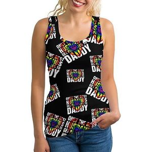 Only The Best Husband Get Promoted To Daddy Fashion Tank Top voor Vrouwen Gym Sport T-shirts Mouwloos Slank Yoga Blouse Tee 2XL