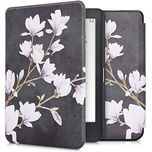 kwmobile Ereader Hoes - Kobo Clara HD - Magnolia - Taupe Wit Donkergrijs