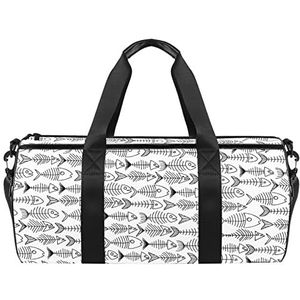 Kleurrijke abstracte moderne bladeren patroon reizen duffle tas sport bagage met rugzak draagtas gymtas voor mannen en vrouwen, Grappig zwart wit visgraatpatroon, 45 x 23 x 23 cm / 17.7 x 9 x 9 inch