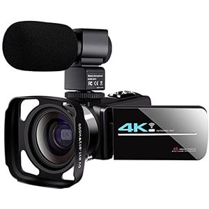 Videocamera, 4K Video Camera Camcorder Digitale Vlog Camcorder Camera 'S 3.0 Inch Touchscreen Nachtzicht Camera Externe microfoon(No SD Card)