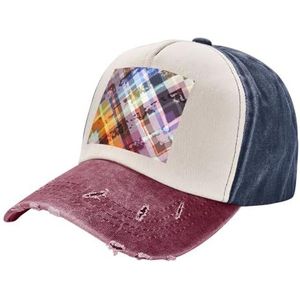 TyEdee Gekleurde keperstof rooster print verstelbare papa hoed, veelzijdige honkbalpet, outdoor hoed voor dames, cadeau voor Vaderdag, Navy en Rood, one size