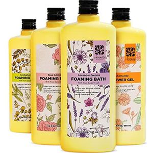 Bubble Bath voor vrouwen met epsom-zout, 4 stuks 51,2 fl oz Rose & Lavender & Chamomile & Eucalyplus Mint Scent, Bath Gift Box Spa Set Relaxing for Women, Bath Set Gifts Christmas Gifts Foaming Bath