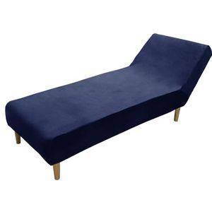 Luxe Fluwelen Chaise Lounge Hoes Zachte Pluche Chaise Hoes Stretch Armloze Chaise Lounge Hoes Meubelbeschermers Wasbare Fauteuil Bank Hoes Voor Woonkamer Slaapkamer(Color:Navy blue)