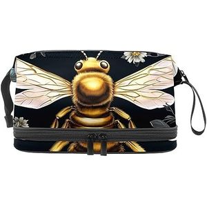 Dubbele Laag Cosmetische Tas Bee Honing Hardwerkende Draagbare Make-up Tas Reizen Organizer Pouch voor Vrouwen Meisjes Toiletartikelen Tassen, Multi 8, 27x15x14 cm/10.6x5.9x5.5 in, Make-up zakje