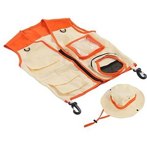 Adventure Vest Hat Set, Prachtige en Stijlvolle Outdoor Hiking Adventure Vest Hat voor Kinderen (Oranje)