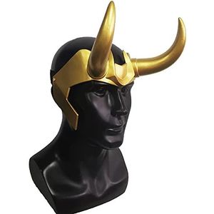 IICoser Loki kroon met hoorns masker PVC gouden helm cosplay maskerade accessoires prop (PVC), geel, één maat