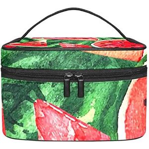 Rode watermeloen make-up organizer tas, reismake-up tas organizer case draagbare cosmetische tas voor vrouwen en meisjes toiletartikelen, Meerkleurig, 22.5x15x13.8cm/8.9x5.9x5.4in