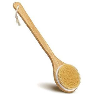 1 Stk Body Brush Bamboe Handvat Natuurlijke Boar Bristle Badborstel Exfoliatie Cellulite Terug Scrubber Voor Douche Massage