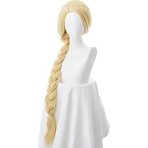 Cosplay Wigs Verwarde prinses rechte blonde super lange cosplay pruik rapunzel synthetische haar anime pruik+ pruik cap For party