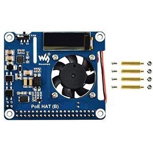 Power over Ethernet HAT (B) PoE HAT for Raspberry Pi 4 B/3 B+,802.3af-Compliant,37V ~ 57V DC Input,5V 2.5A DC Input, Onboard 0.91"" OLED for Monitoring Processor Temperature, IP Address