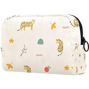 Make-uptas Reizen Cosmetische Organizer Toiletry Zakken Tijger 7.3x3x5.1 Inch voor Vrouwen Meisje, Meerkleurig, 18.5x7.5x13cm/7.3x3x5.1in, Make-up zakje
