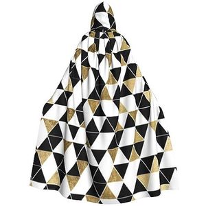 OPSREY Mode Moderne Zwart Wit Goud Driehoeken Gedrukt Volwassen Hooded Poncho Mantel Gewaad Party Decoratie Poncho