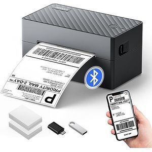 PEDOOLO Etiketprinter, 4x6 verzendlabel thermische printer voor pakketten, Bluetooth-aansluiting en compatibel met Android. iPhone.Windows, Mac, Chromebook, Amazon, Ebay, UPS.USPS, Fedex, Shopify