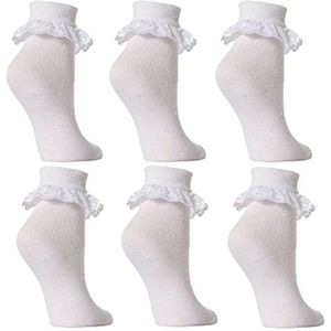 Nieuwe seizoen Baby/Meisjes franjes kanten top sokken wit 6 paar (UK 0-2.5 (6-12 maanden)), Wit, 6-12 maanden