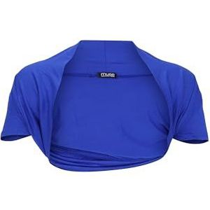 Easy Young Fashion Dames bolero jasje korte mouwen - elastisch en nauwsluitend - basic schouderjas - zachte open voorkant jas 3009, blauw, 32-38