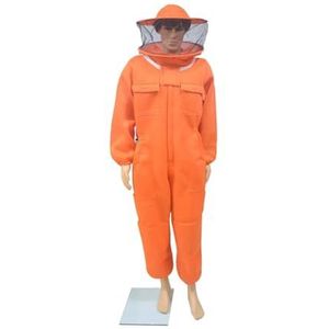 Bijenpak Professionele kwaliteit 3D-luchtkatoen Volledig lichaam Bijenteelt Beschermende kleding Uitrusting for imkerpakken ,Veilige pasvorm(Round Hat Orange,XX-Large)