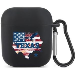 Amerikaanse Texas Vlag Ea-gle Leuke Case Voor AirPods 2&1 Schokbestendige Beschermende Hoofdtelefoon Gevallen Cover Met Sleutelhanger Voor Mannen Vrouwen