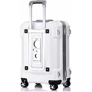 Bagage Koffers met wielen Grote bagage, veilig en betrouwbaar Tsa Customs Lock-koffercompressiebagage Schokbestendig(Blanc,54 * 35 * 23CM)