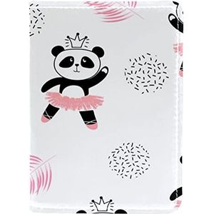 Panda roze blad schattige paspoorthouder voor dames en heren, reizen paspoort portemonnee paspoort cover reisdocumenten organisator, Meerkleurig, 10x14cm/4x5.5 in