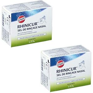 RHINICUR - Doorzichtig spoelzout met een mengsel van mineraalzouten met 5% natuurlijk zout, 2 verpakkingen met 20 zakjes RHINICUR (2)