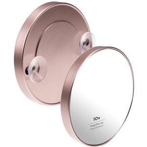 PARSA BEAUTY Espejo baño Con Ventosas Champagne, espejo Redondo Con aumento 10x - Mirror moderno de fácil colocación - Regalos para Mujer