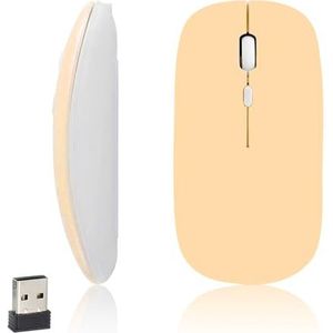 iSTYLE Draadloze Bluetooth Muis, 1600 DPI Optische Tracking, 3 knoppen, Bluetooth 5.2, Stille Muizen Compatibel voor PC, Laptop, Tablet (AA Batterij Vereist)（Geel)