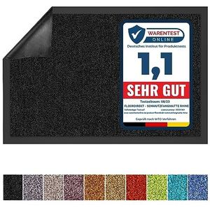 Floordirekt Schoonloopmat Rhine, wasbare en effectieve vloermat, vuilvangmat met antislip achterkant, deurmat in vele maten en kleuren, zwart, 120 x 300 cm