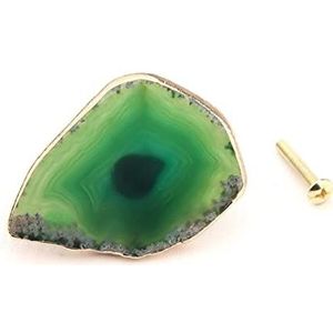 Glazen Lade Knoppen, 1PCS Natuurlijke 5-9cm Agaat Onregelmatige Kristallen Kastknop Lade Kledingkast Trek Meubelgrepen Messing Handvat (Kleur: Rood) (Kleur: Groen) (Color : Green, Size : 1pcs)