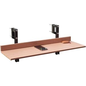 ZENCIX Hangende balkontafel, Outdoor Bartafel, Opvouwbare Outdoor Bijzettafel, Opvouwbare Ruimtebesparende Serveertafel, Balkon Bureau, Wandgemonteerde bijzettafels, Houtkleur, 80x25cm