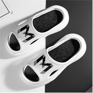 Herenschoenen EVA-huispantoffels Antislipbadslippers met dikke zolen Comfortabele lichtgewicht slippers Heren Zomerstrandschoenen (Kleur : White Black-1, Size : 43-44)