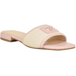 GUESS Dames Tampa platte sandaal, licht natuurlijk/roze multi, 6.5 UK, Licht Natuurlijk Roze Multi, 39.5 EU