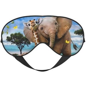 CRJSYCBYB Olifant en giraf gedrukt zacht oogmasker slapen oogmasker reizen oogmasker