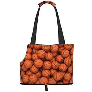 Oranje basketbal bal, huisdier carrier handtassen, schoudertas, opvouwbare draagtas voor huisdier