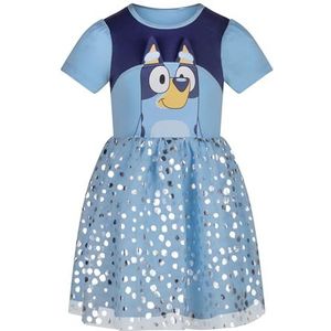 Bluey Meisjes Feestjurk Katoen/Polyester Speeljurk, Bluey, 3-4 Jaar: 104cm, Blauw