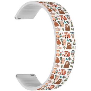 RYANUKA Solo Loop Band Compatibel met Amazfit GTR 2e / GTR 2 / GTR 3 Pro/GTR 3 / GTR 4 (Woodland Tribal Animals Cute Forest) Quick-Release 22 mm rekbare siliconen band band accessoire, Siliconen, Geen
