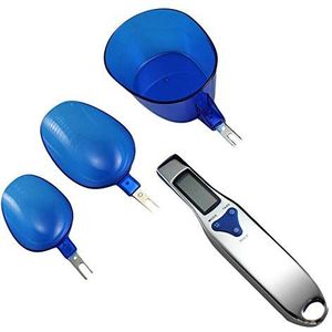 Digitale lepel schaal POWERTOOL Weeglepel 3 Stks Afneembare Elektronische Digitale Keuken Meetlepel met LCD Display voor Keuken Lab Portionering Theemeel Kruiden Geneeskunde 500g/0.1g Zilver + Blauw