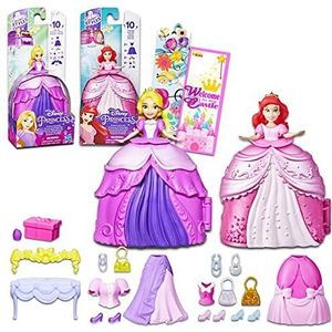 Disney Princess Secret Styles Dolls for Girls - Bundle with 2 Disney Princess Dolls Featuring Ariel and Rapunzel Plus Dress Up Accessories, Bookmark, More | Princess Dolls for Kids