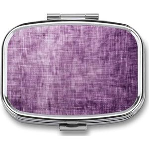 Pillendoos 2 compartimenten medicijn pillendoosje vintage paars linnen bedrukte draagbare pillendoos reizen pillenorganizer voor zak portemonnee dagelijkse geneeskunde vitamine doos visolie doos