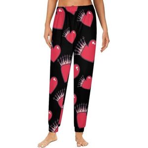 Love Queen Damespyjama, loungebroek, elastische tailleband, nachtkleding, broekje, print