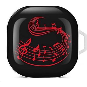 Muziek Notes Oordopjes Hoesje Compatibel met Samsung Hard Shell Beschermhoes Wit-Stijl