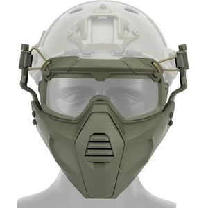 Airsoft Halfgelaatsmaskers, Tactische Gezichtsbeschermingsmaskers voor de Jacht met Helmconnector en Bril(Green)