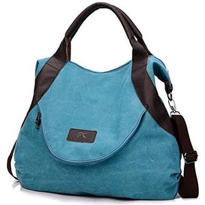 Popoti Schoudertas voor dames, multifunctionele handtas met schoudertas, schooltas, messengertas, crossbody voor dagelijks gebruik, Blauw, 50x13x43cm, Elegant