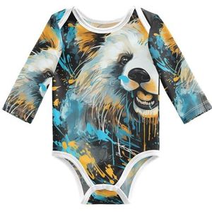 KAAVIYO Aquarel kunstwerk, panda, baby, lange mouwen, uniseks, katoen, voor kinderen, 3-24 maanden, zomer, Patroon, 9 Maanden