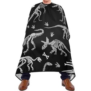 Kappersschort dinosaurus skeletten naadloze grunge patroon op zwarte salon cape gepersonaliseerde kappers jurk professionele salonjurken voor kapper vrouwen
