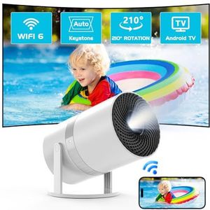 【Automatische keystone】Mini-projector WiFi6 Bluetooth met Android-app, 210° draaibare draagbare projector 4K 1080P ondersteund, videoprojector, compatibel met tv-stick, smartphone