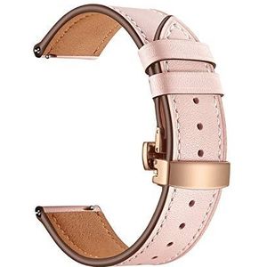 horlogebandjes, lus horlogebandje, 20mm/22mm Vrouwen Mannen Elegante Lederen Horlogeband Quick Release Vlindergesp Huidvriendelijke Ademende Vervanging horlogeband (Color : Pink Watchband With Rosego