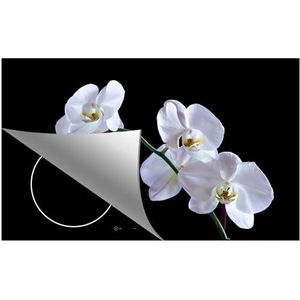 Inductie beschermer - Inductie beschermingsmat - 90x52 cm - Orchidee - In de avond - Wit - Bloemen - Inductie fornuis -