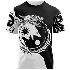 Heren Viking Thor's Hammer Patroon Korte Mouwen, Noorse Mythologie Grafische Tops Plus Size T-shirt, Zomer Nordic Middeleeuwse Casual Ademende Sportkleding